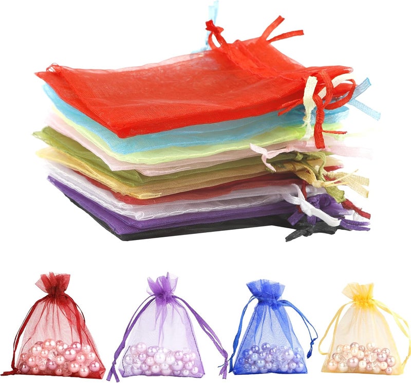 BOEIAC Organza Bags, Sheer Organza Bag, 50Pcs,Small Organza Bags with Drawstring 3 x 4 inch, Jewelry Gift Bags, Mesh Party Wedding Favor Bags Mini Candy Bags for Christmas Party, Mix Color - Image 1